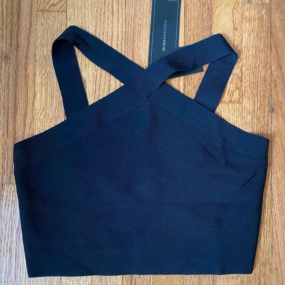 BCBG knit crop top halter